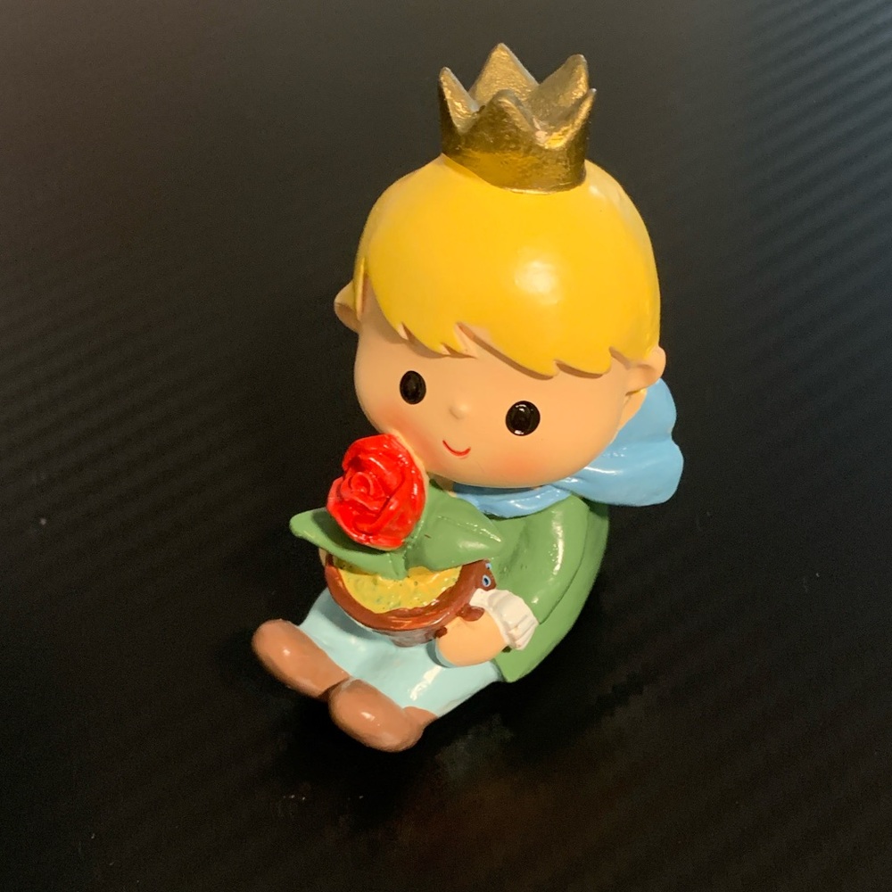 Little Prince With Rose Flower Pot Cartoon Figurine
